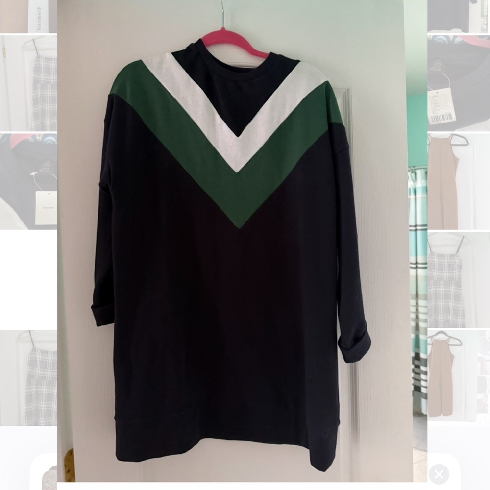 Urban Outfitters Black and Green Chevron Dress